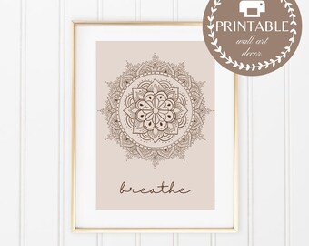 Brown/Beige Mandala Art Print: Modern Boho Home Decor (Digital Download)