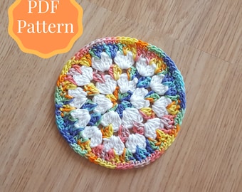 Colorful Crochet Coasters pattern, Quick Crochet Pattern, Rainbow Coasters, Doily Crochet Pattern, Housewarming Gift, Hostess Gift