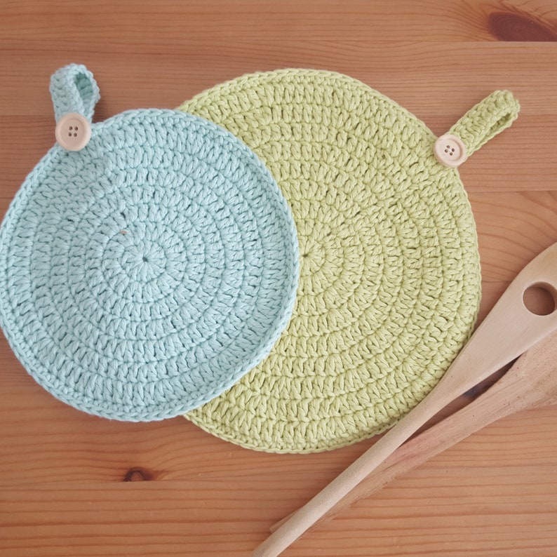 Double Sided Crochet Round Potholder Pattern in Two Sizes Etsy