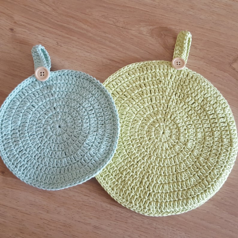 Double Sided Crochet Round Potholder Pattern in Two Sizes Etsy