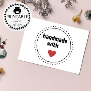 Cartões e etiquetas de presente "Handmade with Love" para imprimir