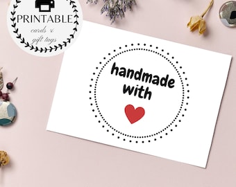 Cartes et étiquettes cadeaux imprimables faites main avec amour : étiquettes DIY pour petites entreprises (téléchargement PDF)