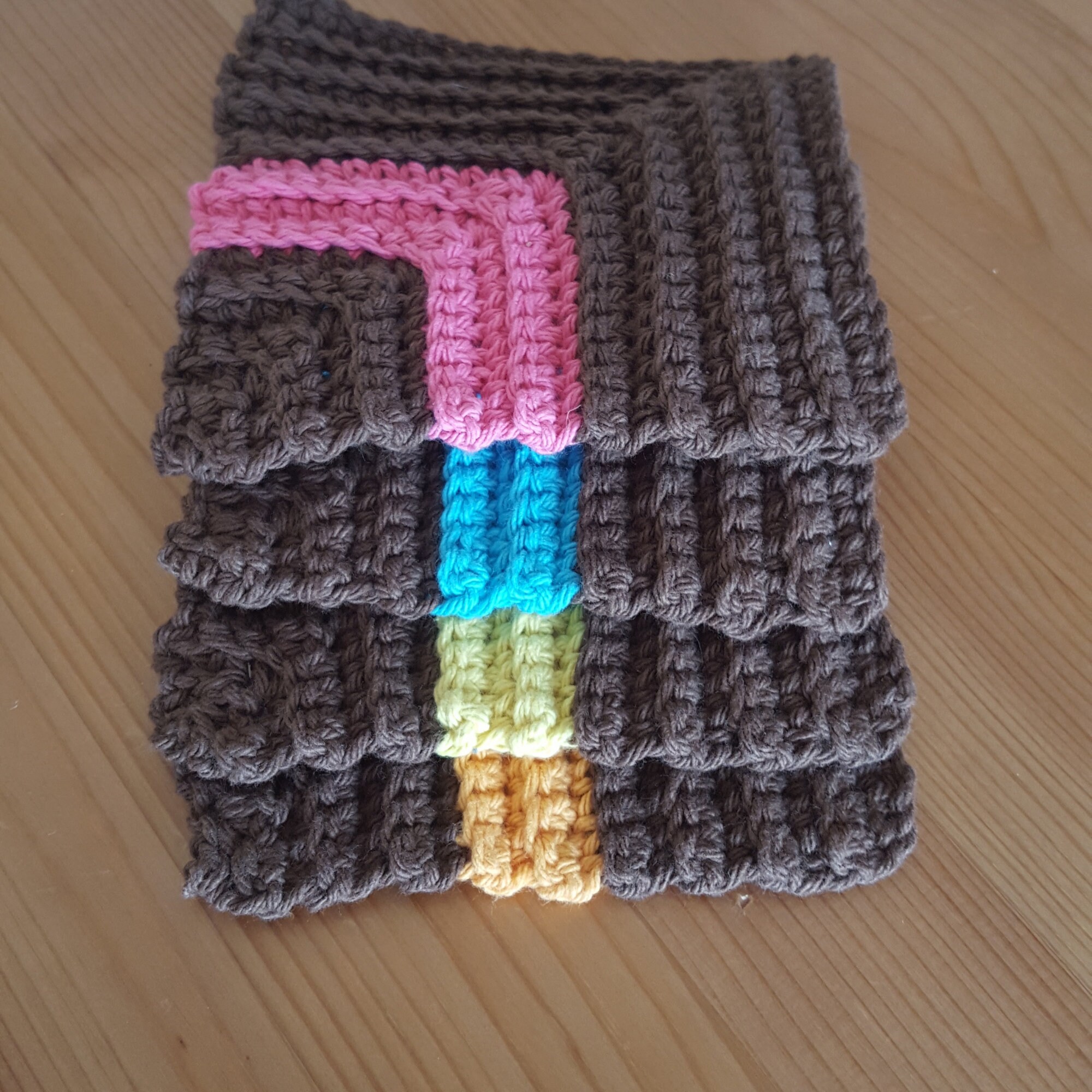 Retro Crochet Coasters Pattern, Square Crochet Coasters, Colorful