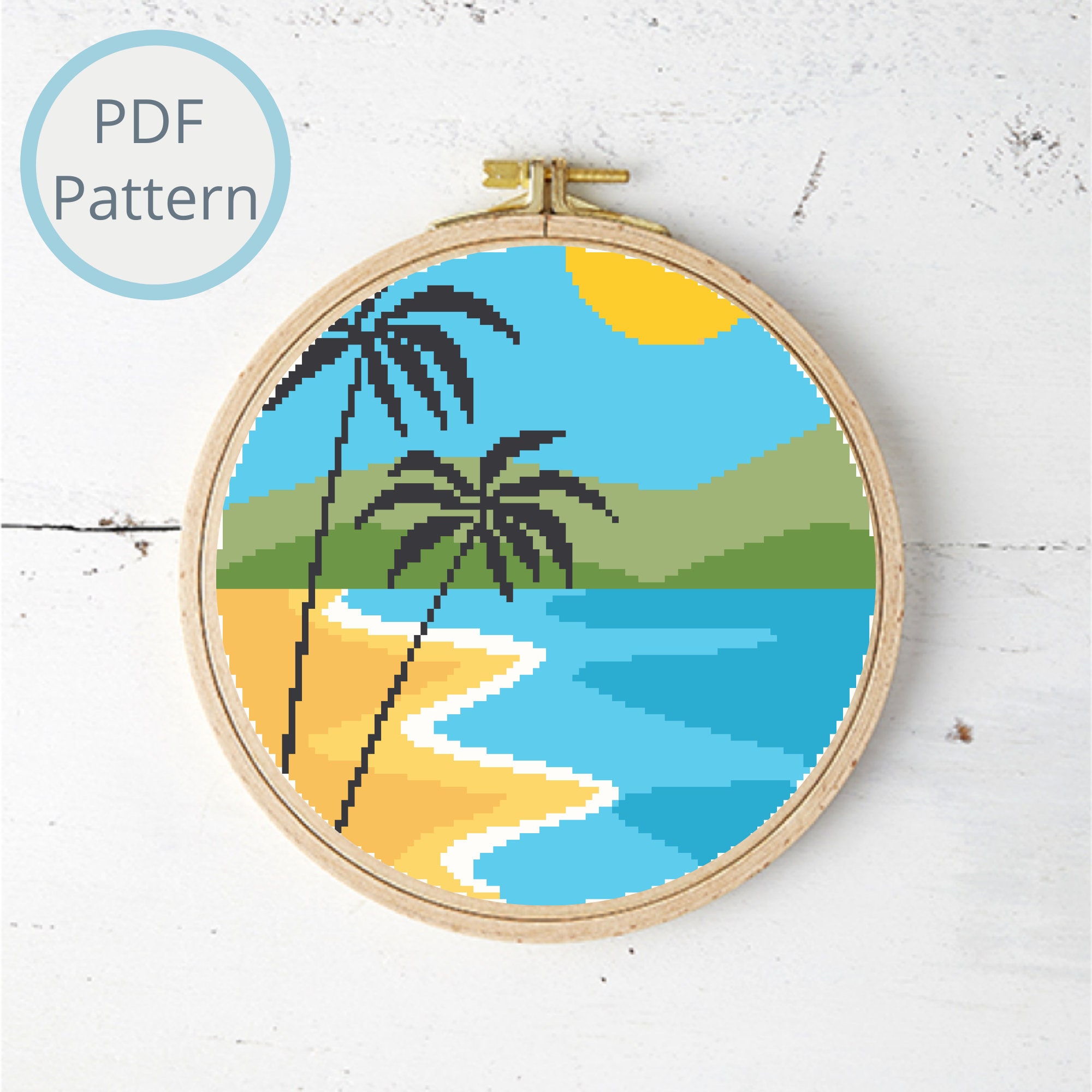 Tropical Beach Cross Stitch Pattern Nature Cross Stitch Etsy