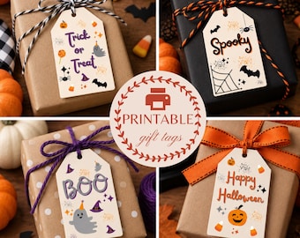 Printable Halloween Gift Tags, Spooky Treats, Party Favors (PDF Download)