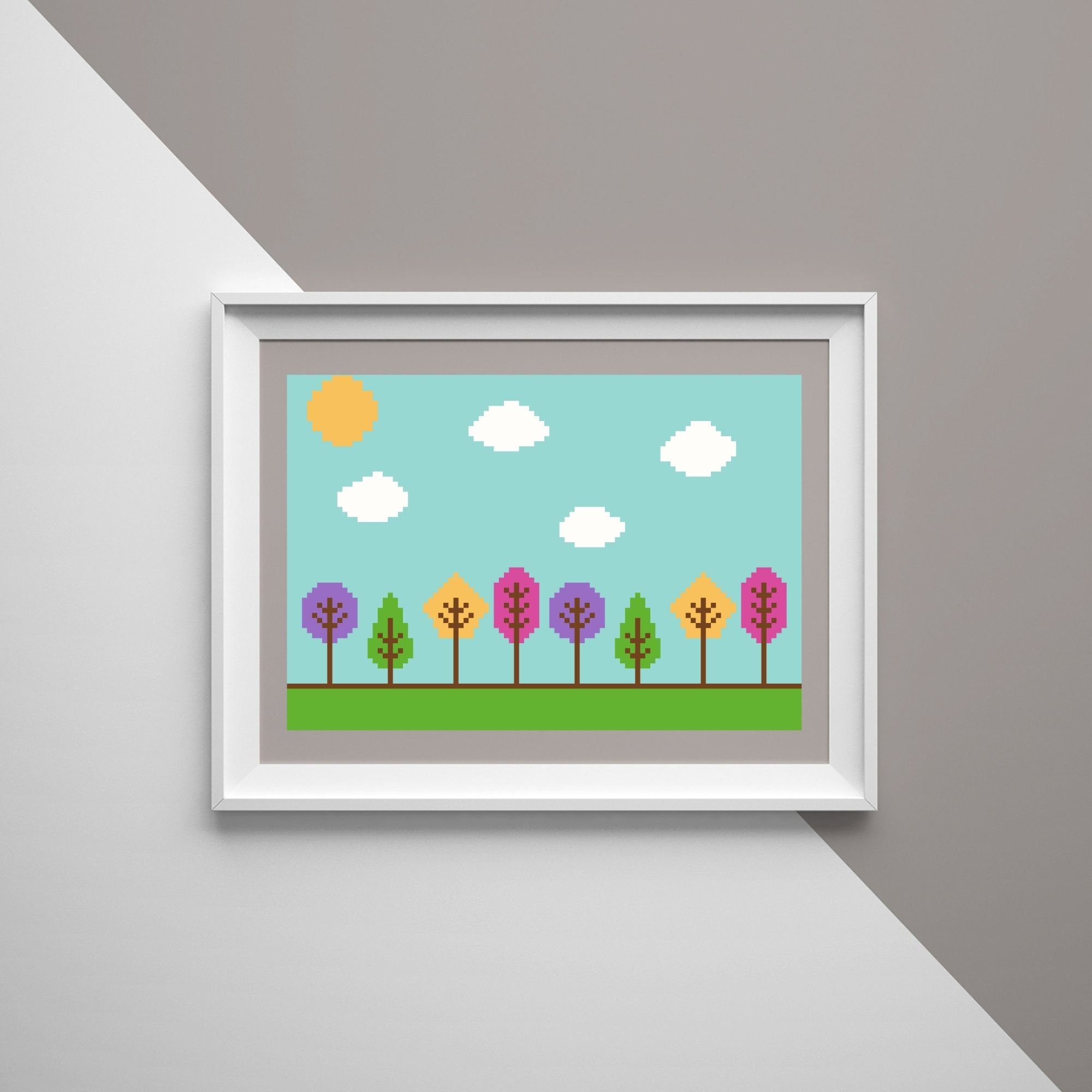 Colorful Trees Cross Stitch Pattern: Modern Geometric Design (PDF ...