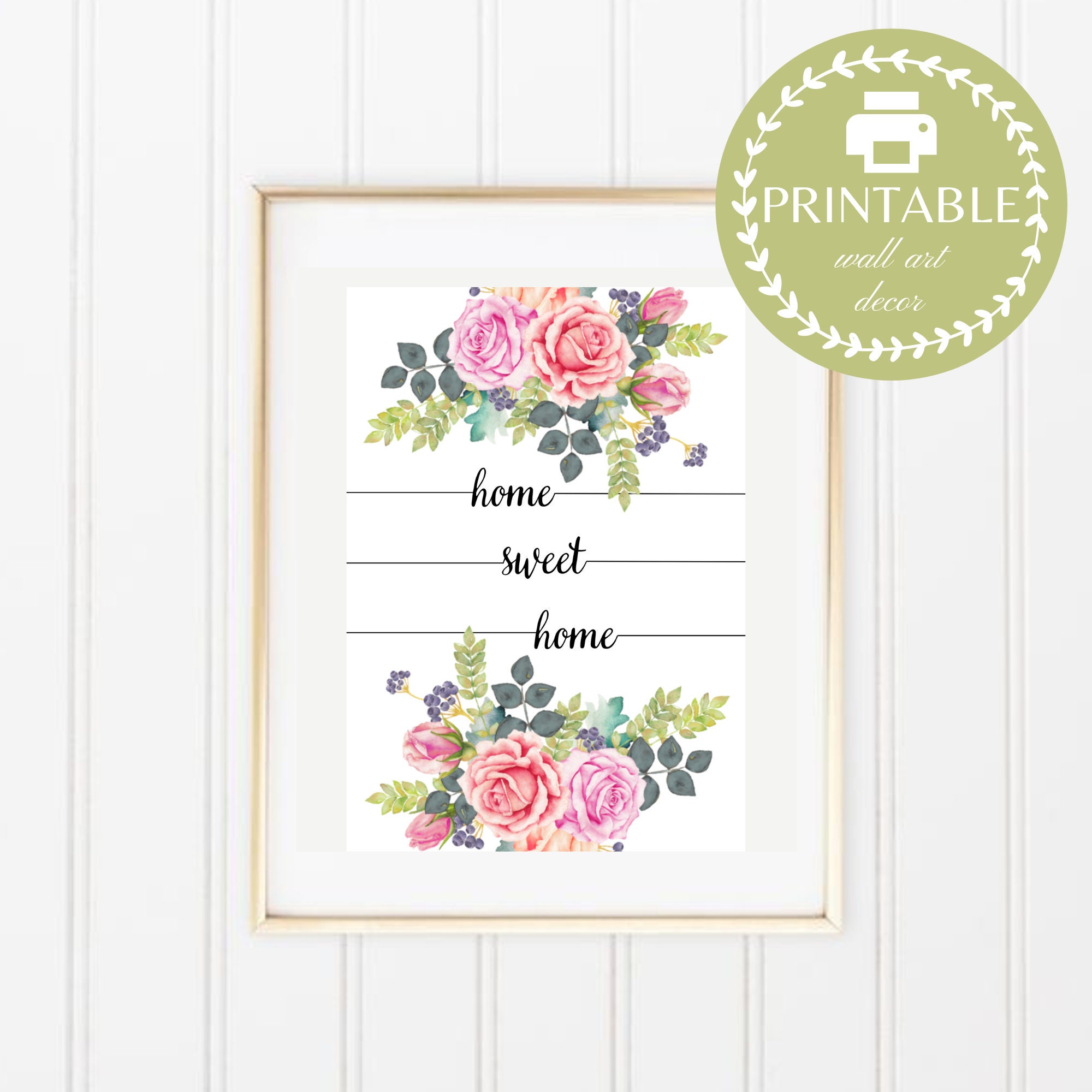 Home Sweet Home Print, Floral Home Sweet Home Sign, Home Sweet Home ...