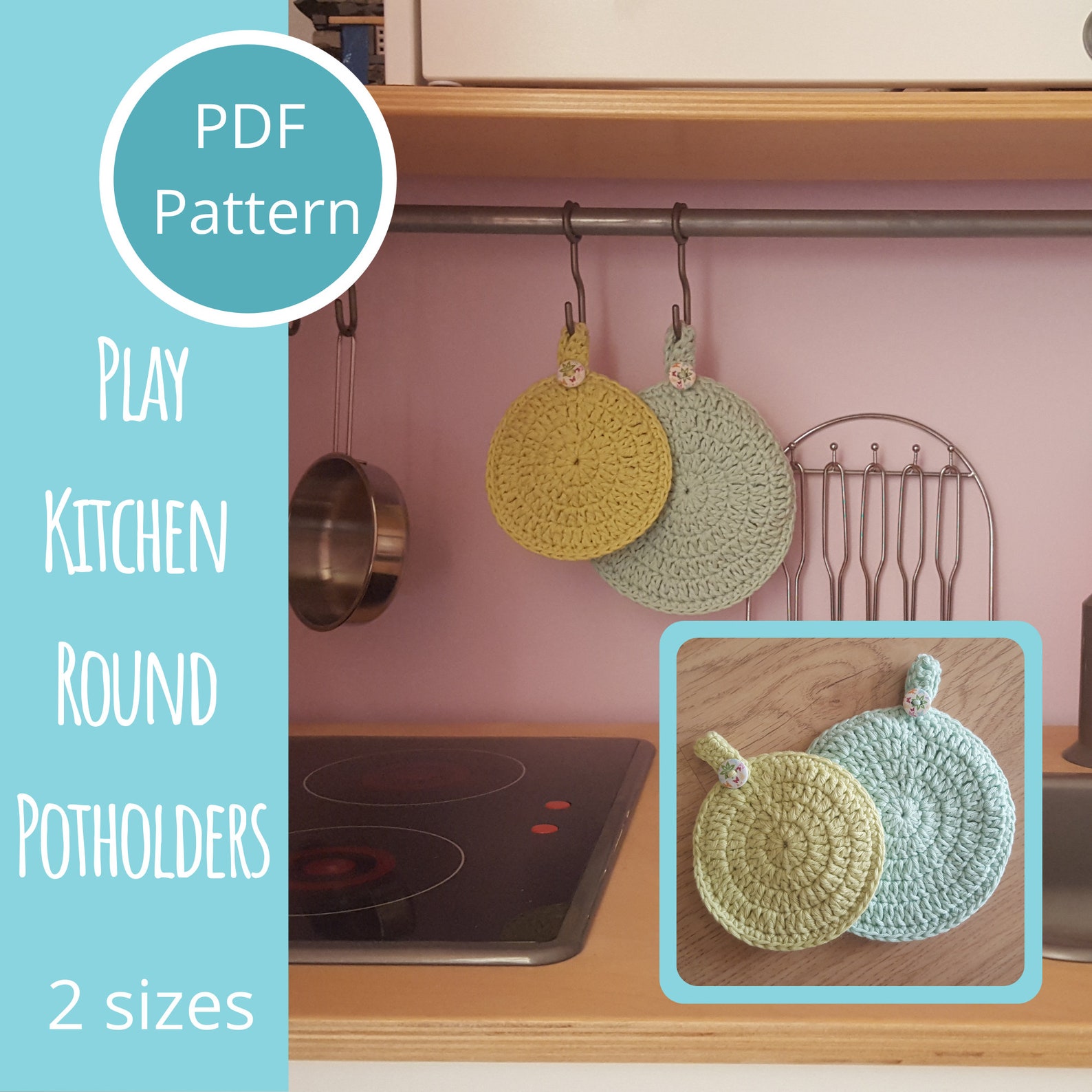 Play Kitchen Crochet Round Pot Holders Pretend Play Etsy