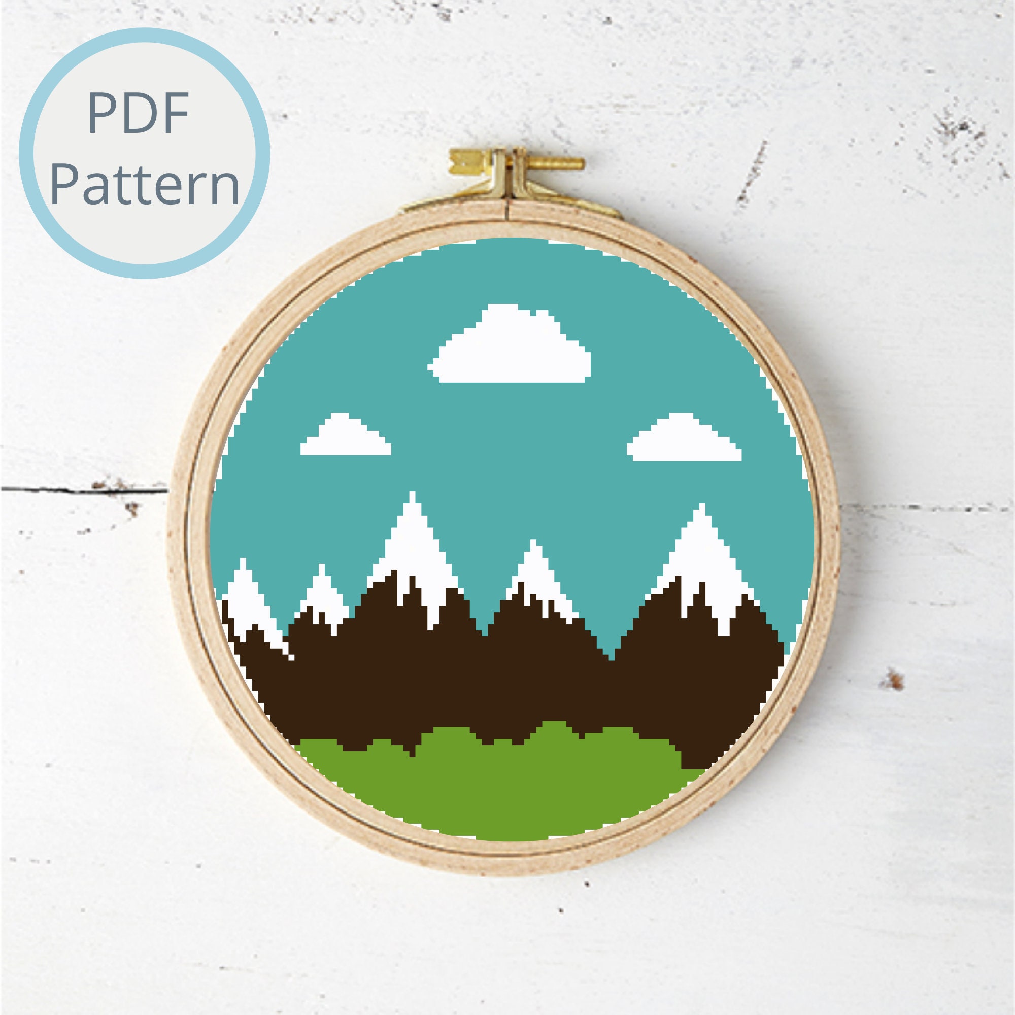 Snowy Mountains Cross Stitch Pattern, Nature Cross Stitch, Winter ...