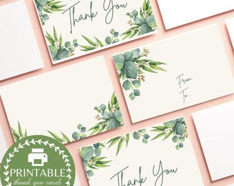 Eucalyptus Watercolor Thank You Cards and Gift Tags (PDF Download)