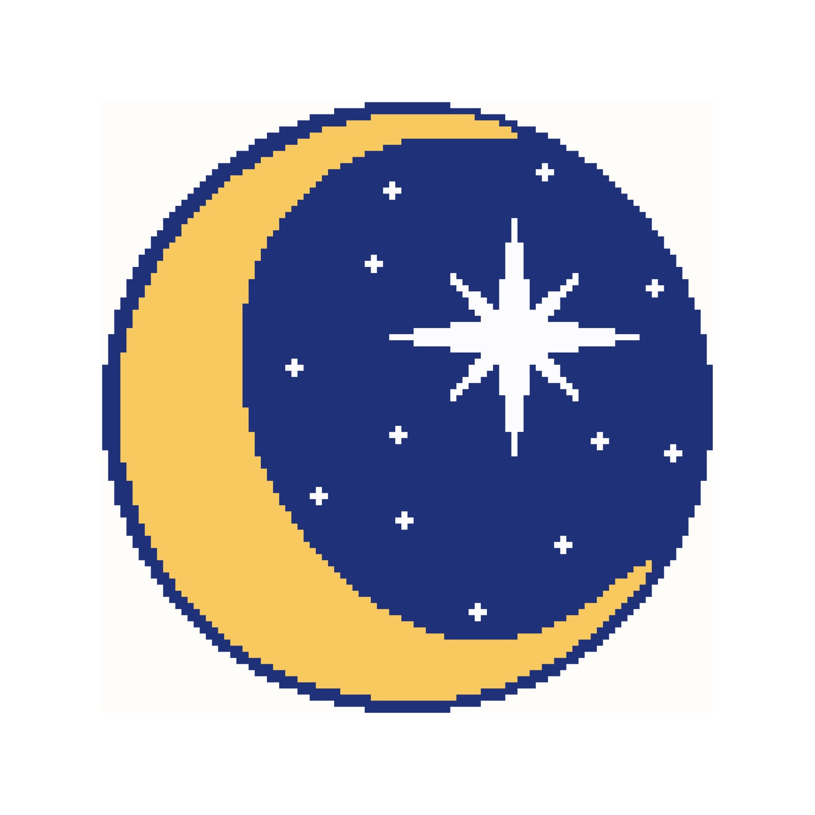 Moon and Stars Cross Stitch, Night Sky Cross Stitch, Modern Cross