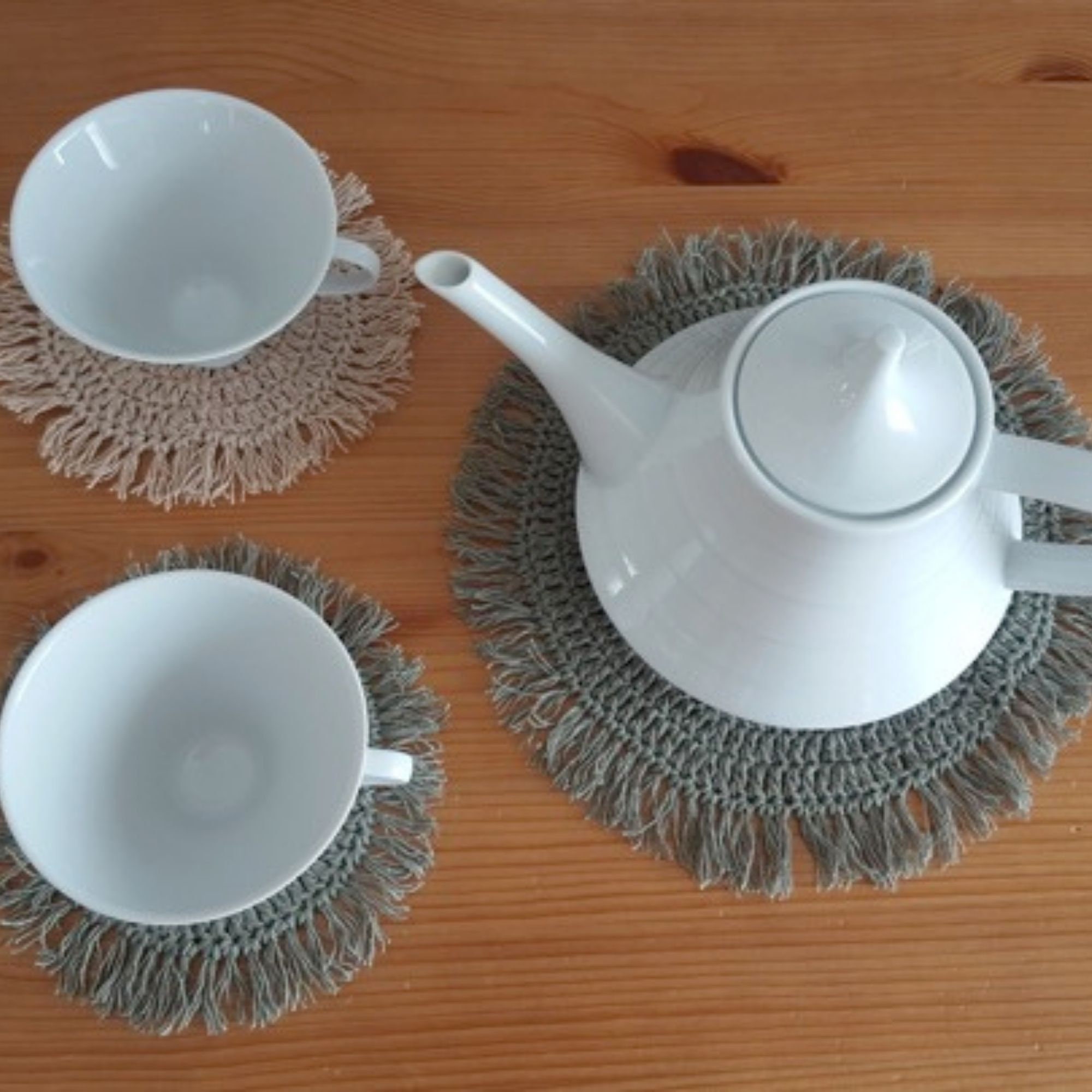 Fringed Placemat and Coasters Set Crochet Pattern Boho Etsy