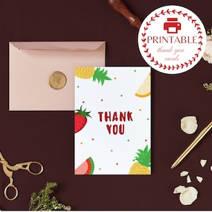 mini cartões de agradecimento para imprimir com imagem de frutos coloridos