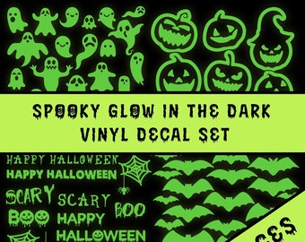 12x12" Sheets glow in the dark spooky halloween vinyl decal set, scary vinyl decals, glowing halloween decoration sticker, window&wall decal
