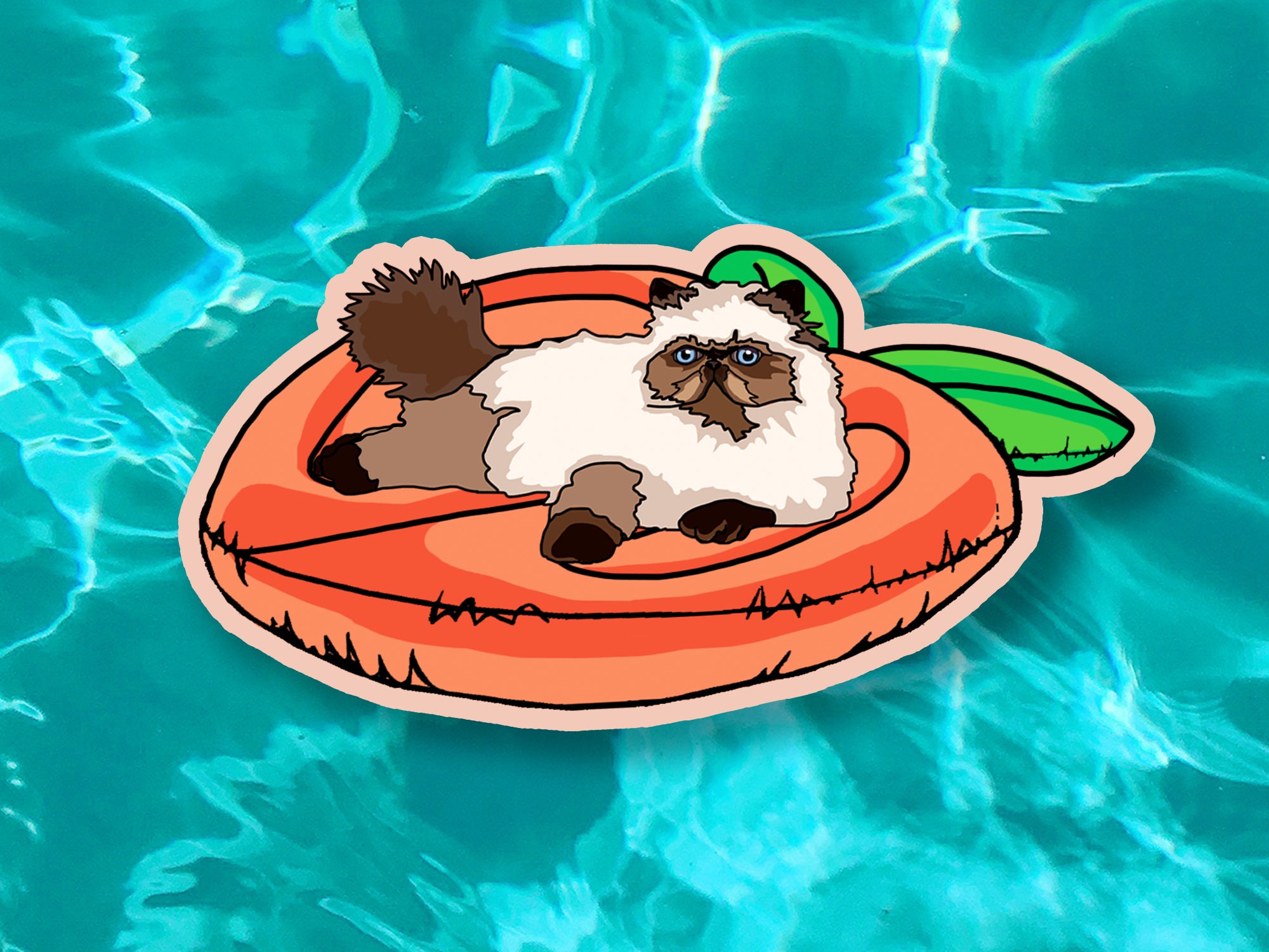 Cat Die Cut Stickers for Waterbottles | Cats on Floaties | Holographic ...