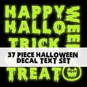 Halloween Vinyl Decals | 28 Piece Sticker Sheet | Glow in the Dark Bats, Ghosts, Pumpkins | Spooky Halloween Decor | 12”x12” Vinyl Sheet