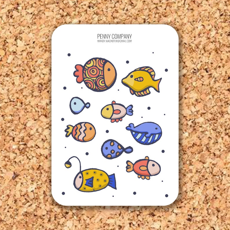 Fish Sticker Sheet Fish Stickers Gift Ideas Fish Gifts Etsy
