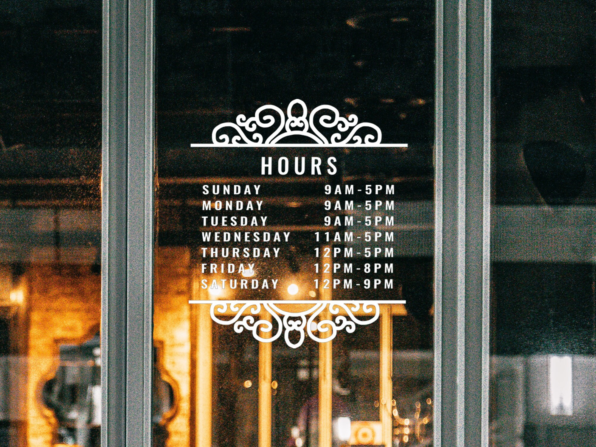 Window Store Hours Sticker CUSTOMIZABLE Store Hours Window Sticker Decal, Store Window Decal, Shop ...
