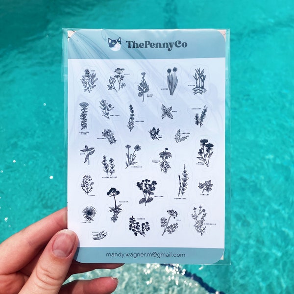 Medicinal Herbs Sticker Sheet | Hand drawn Herbs | herbal remedies doodle art stickers | natural medicine gift ideas for foragers | foraging