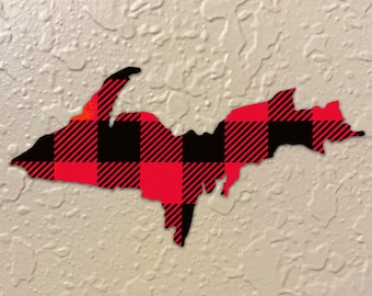 UP Decal, Upper Peninsula Decal, Michigan Vinyl, UP Gifts, Plaid UP Vinyl, Plaid Gifts