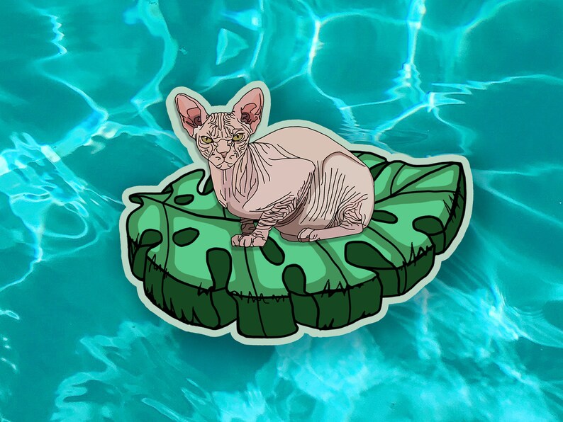Cat Die Cut Stickers for Waterbottles | Cats on Floaties | Holographic ...