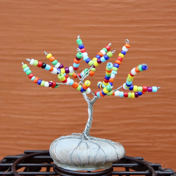 Mini Colorful Wire Tree Sculpture Handmade