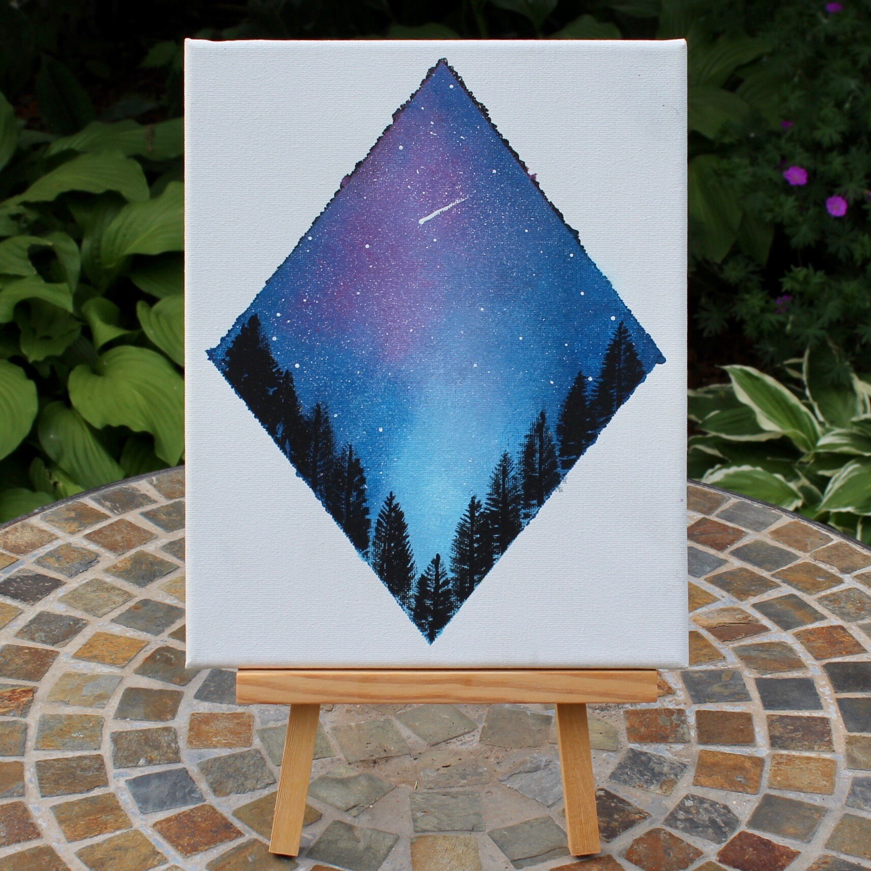 8x8 Canvas Starry Galaxy Night Sky Acrylic Painting on Canvas