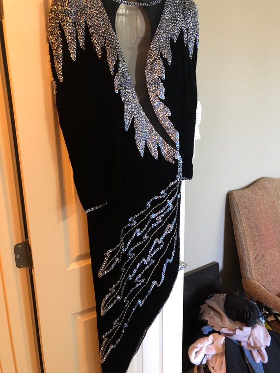 Black Velvet Sexy Evening Gown with beading