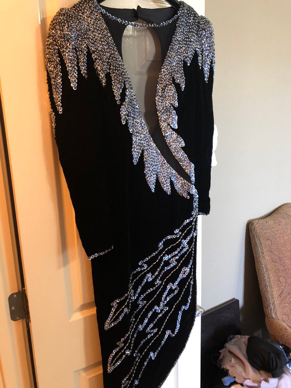 Black Velvet Sexy Evening Gown with beading - image 2