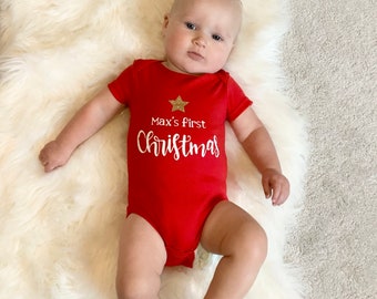 Personalised first Christmas 2020 baby grow