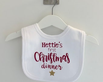 Personalised First Christmas Dinner Bib