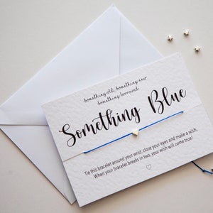Tarjeta de pulsera de boda algo azul