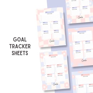 Retro Planner // Printable Planner Spreads // Digital Planner Spreads for GoodNotes // Goal Tracker // Color Options