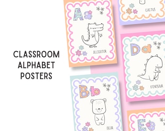 Classroom Decor // Classroom Alphabet // Letter Posters // Pastel Retro Classroom Decor // Printable Alphabet // Printable Classroom Decor