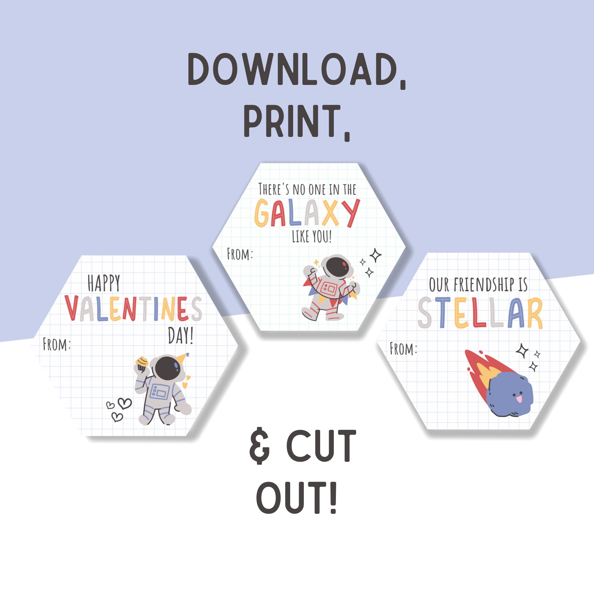 Printable Valentines Cards // Astronaut/space Valentines Cards ...