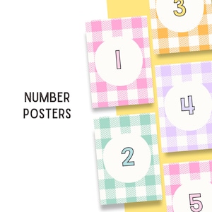 Classroom Decor // Number Posters // Classroom Posters // Gingham Classroom // Pastel Classroom Decor // Printable Classroom Decor