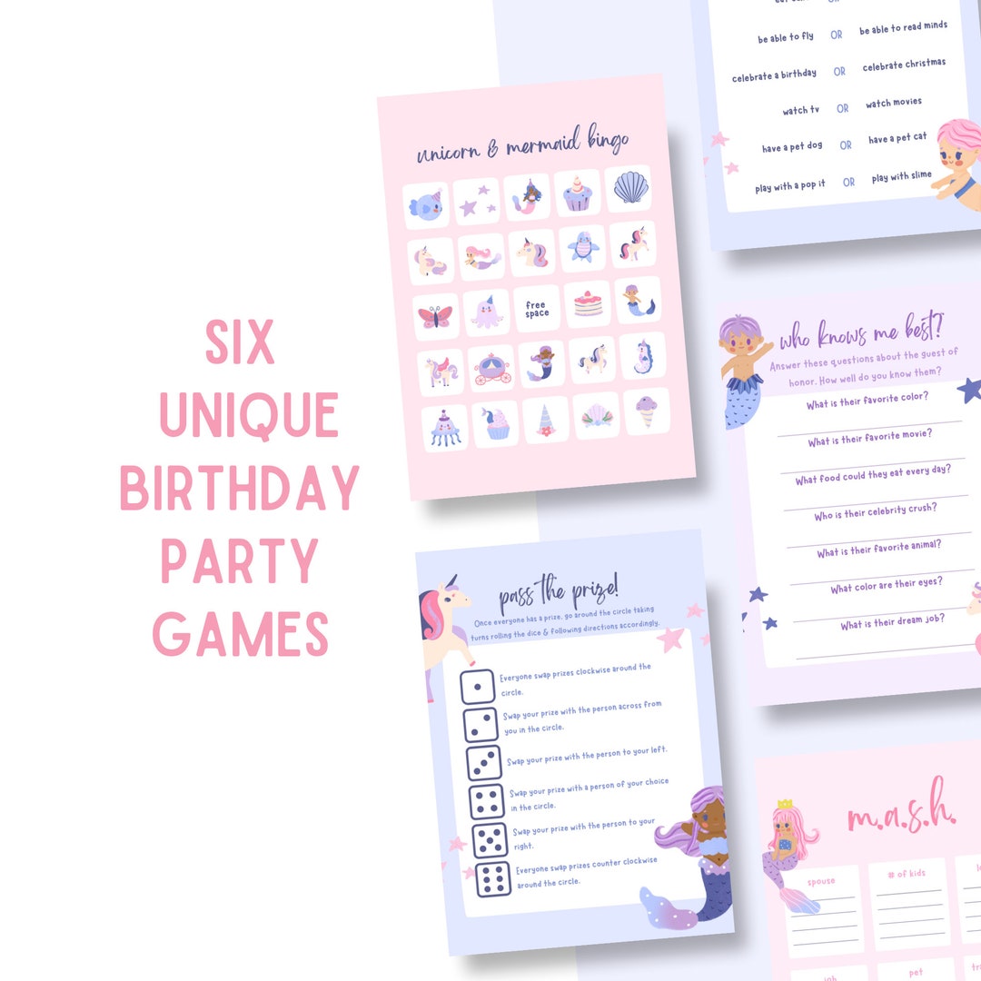 Printable Party Games // Birthday Party Games // Unicorn Party Games ...