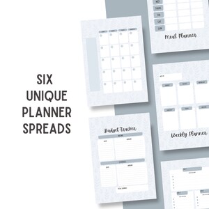 Blue Planner // Printable Planner Spreads // Digital Planner Spreads for GoodNotes //  Meal Planner // Weekly Planner // Undated Calendar
