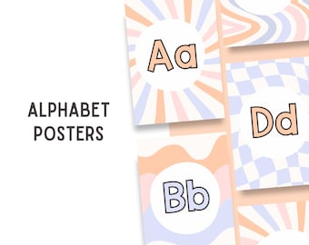 Klassenzimmer Deko // Klassenzimmer Alphabet // Alphabet Poster // Retro Klassenzimmer Dekor // Schrift zum Ausdrucken // Alphabet Poster zum Ausdrucken