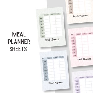 Planner // Printable Planner Spreads // Digital Planner Spreads for GoodNotes // Meal Planner // Color Options