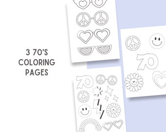 Printable Party Activity // Printable Coloring Pages // 70's Coloring Pages // Girl Birthday Party // 1970's Birthday Party