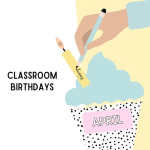 Klas verjaardagsbord//verjaardag cupcakes//student verjaardagen//pastel klaslokaal//polka dot klas//afdrukbare klas decor
