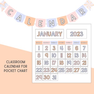 Klaskalender // Zakkalender // Afdrukbare kalender // Pastel klaslokaaldecor // Afdrukbaar klaslokaaldecor