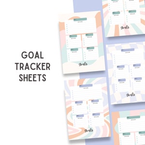 Retro Planner // Printable Planner Spreads // Digital Planner Spreads for GoodNotes // Goal Tracker // Color Options