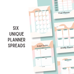 Retro Planner // Printable Planner Spreads // Digital Planner Spreads for GoodNotes // Meal Planner // Weekly Planner // Undated Calendar