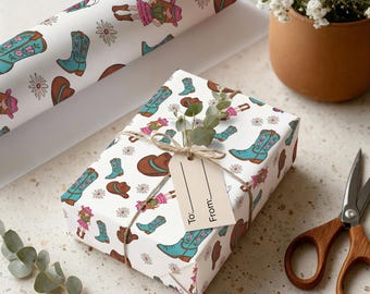 Carta da regalo da cowgirl, carta da regalo western per compleanno o festa, carta da regalo con stivali e cappelli da cowgirl, carta da regalo rodeo western, rossa