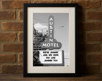 Austin Black and White Wall Art | Austin Motel Photo Print