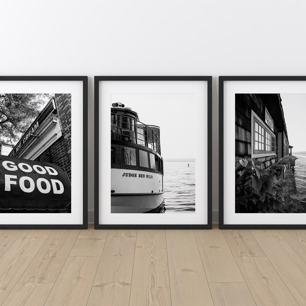 Downtown Skaneateles New York Three Photo Print Set, Finger Lakes Triptych Wall Decor