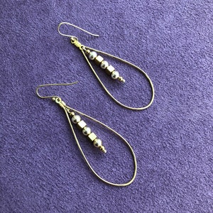 Large Teardrop Hoop Earrings, Statement Earrings, Silver Gold and Brass Dangle Earrings, Handmade Jewelry for Women, Gift for her