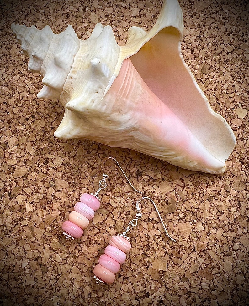 Pink Queen Conch Shell Dangle Earrings, Tropical Beach Jewelry, Gold Earrings, Silver Earrings, Handmade Jewelry for Women, Gift for her image 7